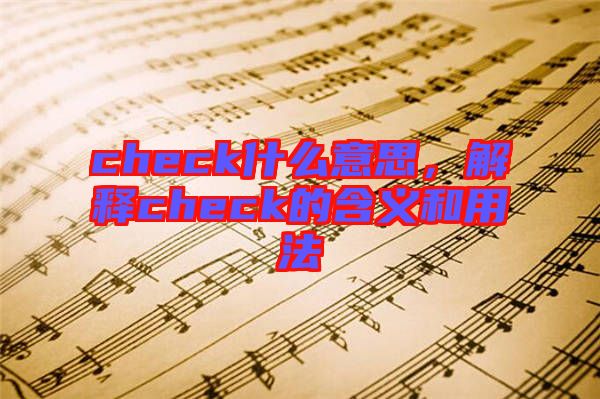 check什么意思，解釋check的含義和用法