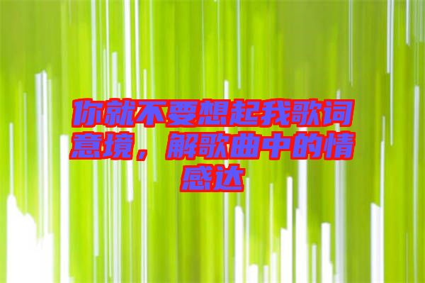 你就不要想起我歌詞意境，解歌曲中的情感達