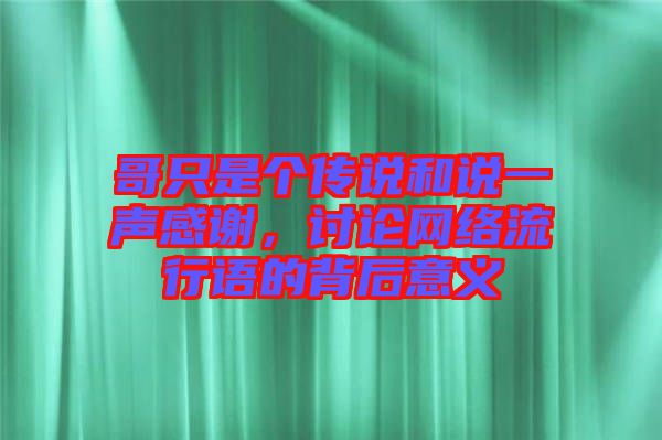 哥只是個傳說和說一聲感謝，討論網(wǎng)絡流行語的背后意義