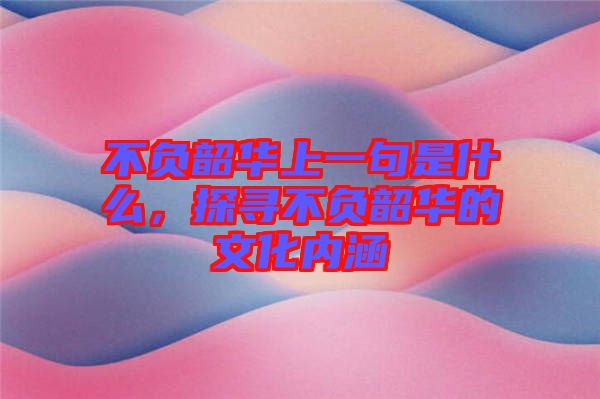不負韶華上一句是什么，探尋不負韶華的文化內(nèi)涵