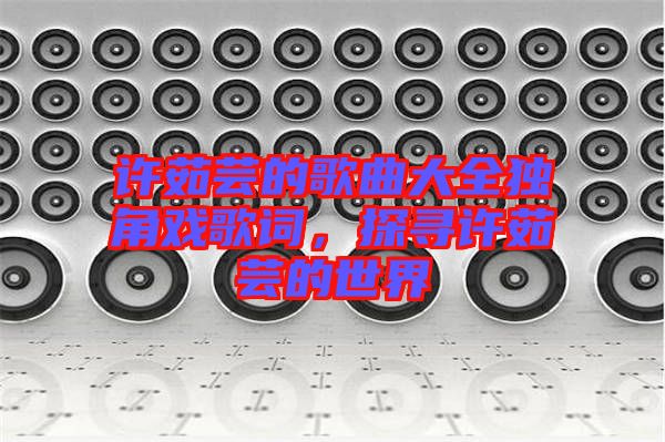 許茹蕓的歌曲大全獨角戲歌詞，探尋許茹蕓的世界