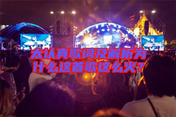 太認(rèn)真歌詞及解析為什么這首歌這么火？