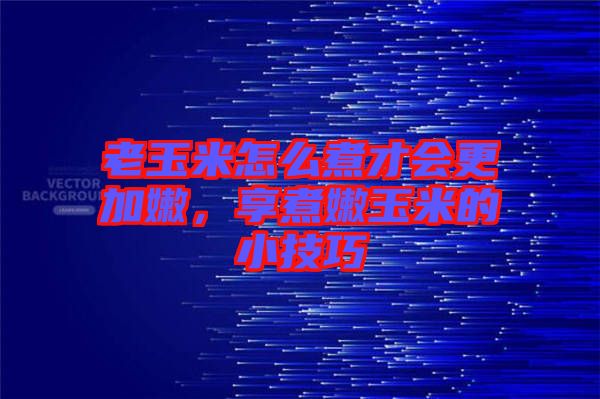 老玉米怎么煮才會更加嫩，享煮嫩玉米的小技巧