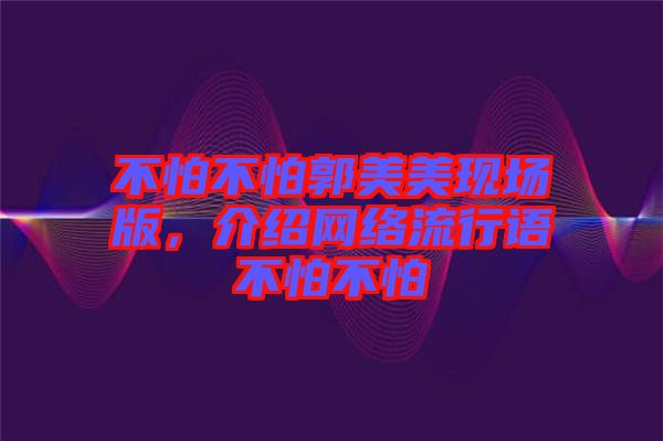 不怕不怕郭美美現(xiàn)場版，介紹網(wǎng)絡(luò)流行語不怕不怕