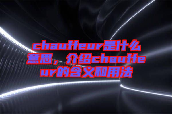 chauffeur是什么意思，介紹chauffeur的含義和用法