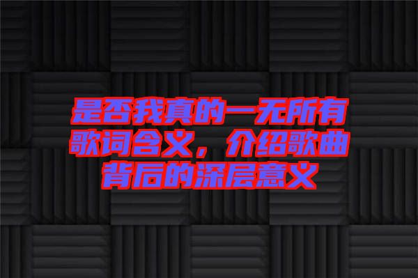 是否我真的一無所有歌詞含義，介紹歌曲背后的深層意義