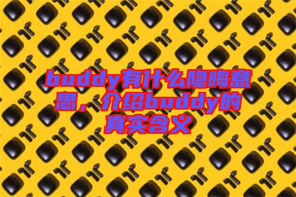 buddy有什么隱晦意思，介紹buddy的真實(shí)含義