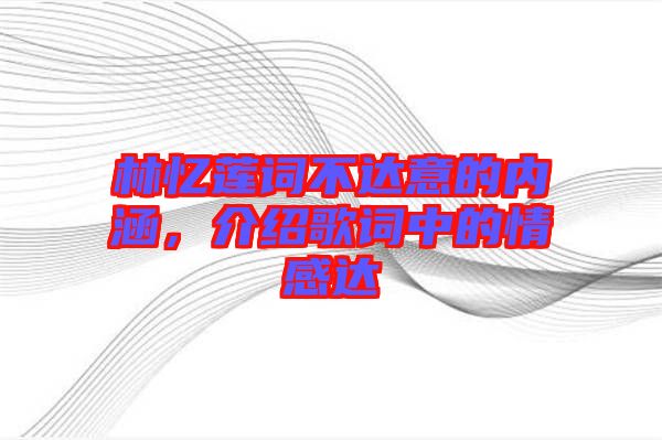 林憶蓮詞不達(dá)意的內(nèi)涵，介紹歌詞中的情感達(dá)