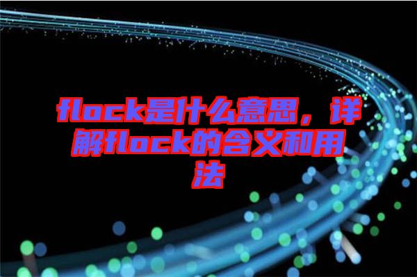 flock是什么意思，詳解flock的含義和用法
