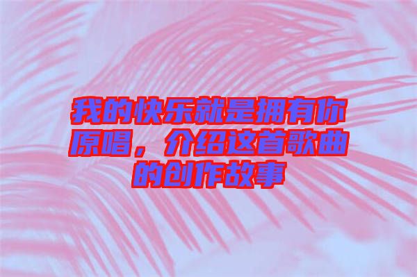 我的快樂就是擁有你原唱，介紹這首歌曲的創(chuàng)作故事