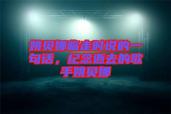 姚貝娜臨走時(shí)說(shuō)的一句話(huà)，紀(jì)念逝去的歌手姚貝娜