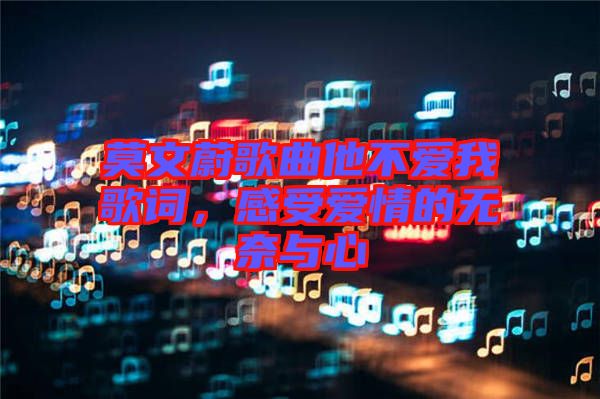 莫文蔚歌曲他不愛我歌詞，感受愛情的無奈與心