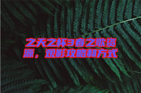 之天之杯3春之歌資源，觀影攻略和方式