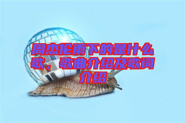 周杰倫雨下的是什么歌，歌曲介紹及歌詞介紹