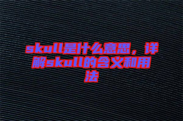 skull是什么意思，詳解skull的含義和用法
