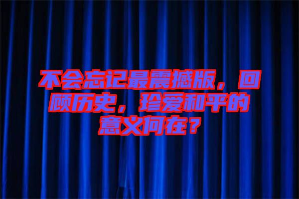 不會忘記最震撼版，回顧歷史，珍愛和平的意義何在？