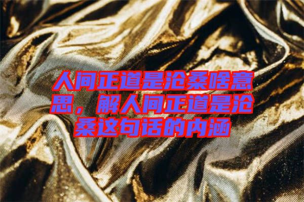 人間正道是滄桑啥意思，解人間正道是滄桑這句話的內(nèi)涵