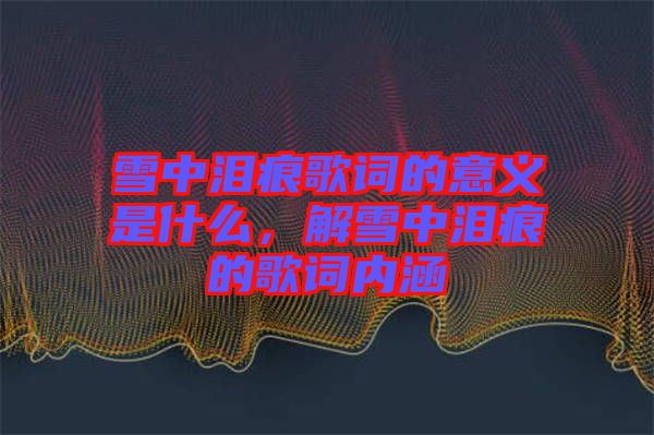雪中淚痕歌詞的意義是什么，解雪中淚痕的歌詞內(nèi)涵