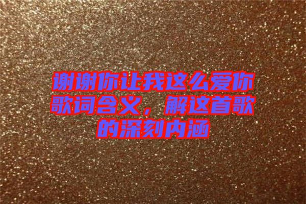 謝謝你讓我這么愛你歌詞含義，解這首歌的深刻內(nèi)涵