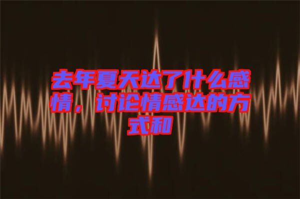 去年夏天達(dá)了什么感情，討論情感達(dá)的方式和