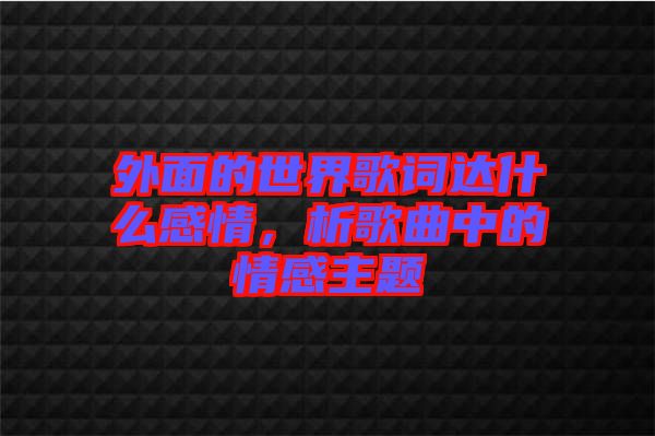 外面的世界歌詞達什么感情，析歌曲中的情感主題
