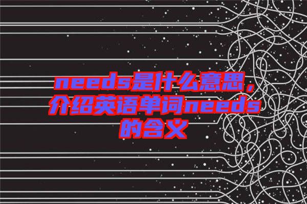 needs是什么意思，介紹英語(yǔ)單詞needs的含義