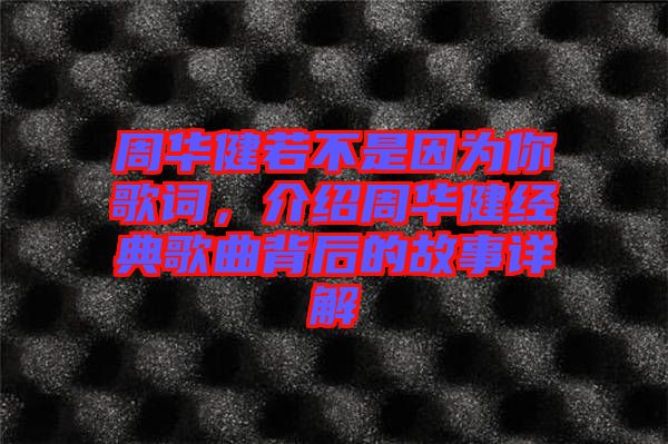 周華健若不是因?yàn)槟愀柙~，介紹周華健經(jīng)典歌曲背后的故事詳解