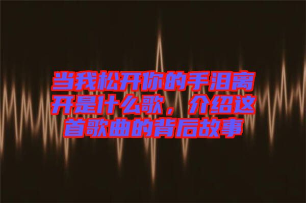 當我松開你的手淚離開是什么歌，介紹這首歌曲的背后故事