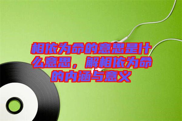 相依為命的意思是什么意思，解相依為命的內(nèi)涵與意義
