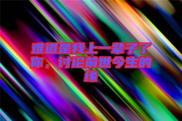 難道是我上一輩子了你，討論前世今生的緣