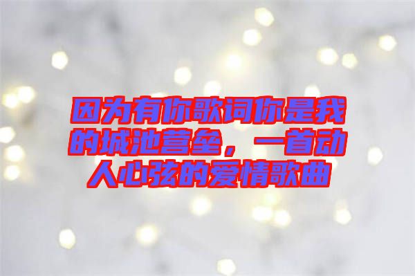 因?yàn)橛心愀柙~你是我的城池營(yíng)壘，一首動(dòng)人心弦的愛(ài)情歌曲