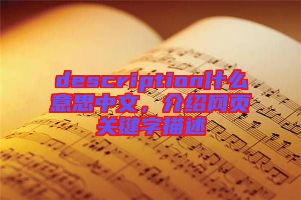 description什么意思中文，介紹網(wǎng)頁(yè)關(guān)鍵字描述