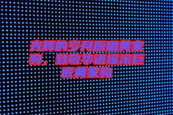 光輝的歲月原唱黃家駒，致敬華語搖滾巨匠黃家駒