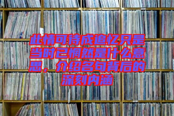 此情可待成追憶只是當(dāng)時(shí)已惘然是什么意思，介紹名句背后的深刻內(nèi)涵