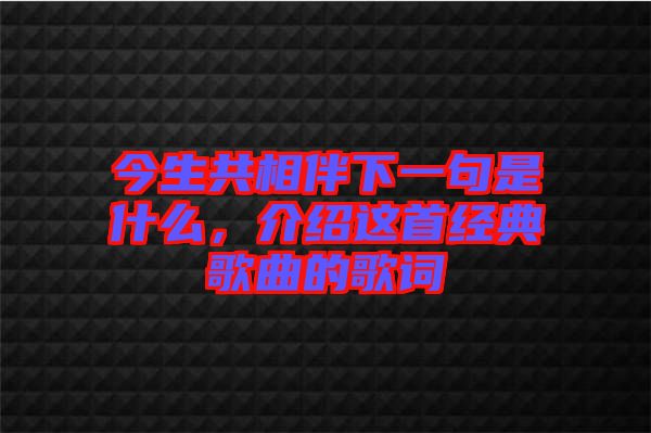 今生共相伴下一句是什么，介紹這首經(jīng)典歌曲的歌詞