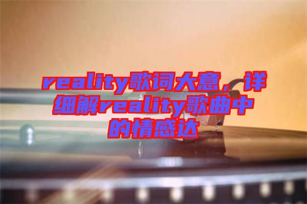 reality歌詞大意，詳細解reality歌曲中的情感達