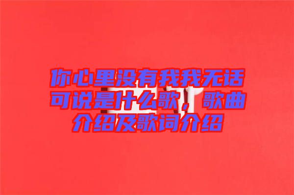 你心里沒有我我無話可說是什么歌，歌曲介紹及歌詞介紹