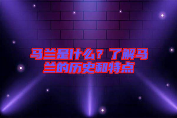 馬蘭是什么？了解馬蘭的歷史和特點