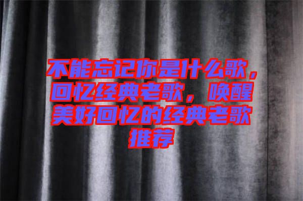 不能忘記你是什么歌，回憶經(jīng)典老歌，喚醒美好回憶的經(jīng)典老歌推薦