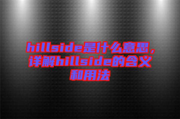 hillside是什么意思，詳解hillside的含義和用法