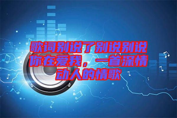 歌詞別說(shuō)了別說(shuō)別說(shuō)你在愛(ài)我，一首深情動(dòng)人的情歌