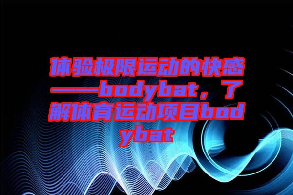 體驗極限運動的快感——bodybat，了解體育運動項目bodybat