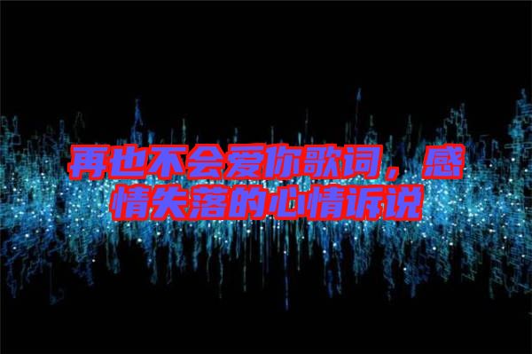 再也不會愛你歌詞，感情失落的心情訴說