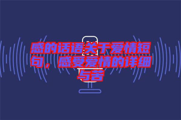 感的話(huà)語(yǔ)關(guān)于愛(ài)情短句，感受愛(ài)情的詳細(xì)與苦