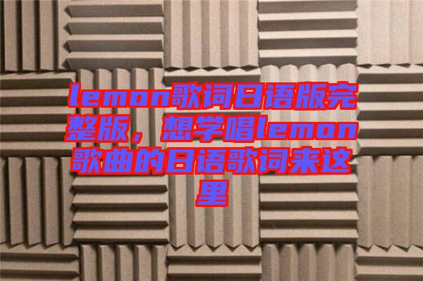 lemon歌詞日語版完整版，想學(xué)唱lemon歌曲的日語歌詞來這里