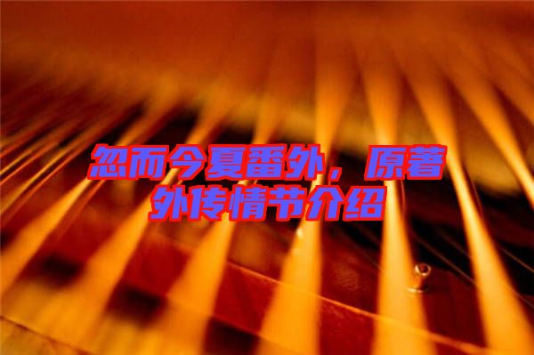 忽而今夏番外，原著外傳情節(jié)介紹