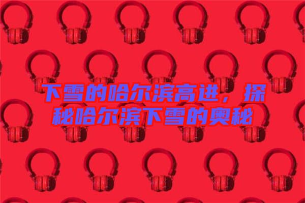 下雪的哈爾濱高進(jìn)，探秘哈爾濱下雪的奧秘