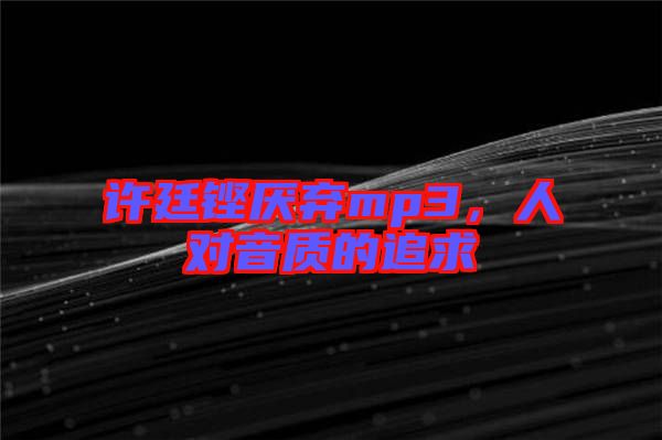 許廷鏗厭棄mp3，人對(duì)音質(zhì)的追求