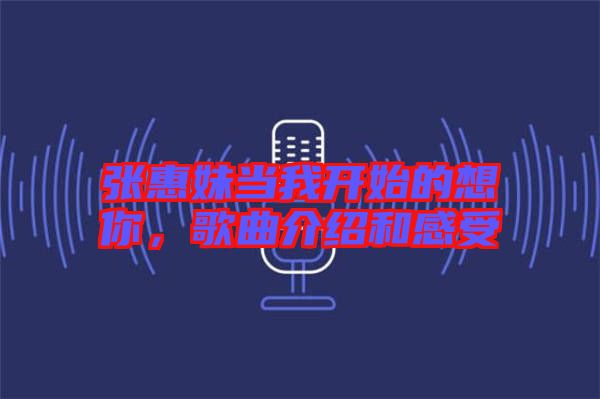 張惠妹當(dāng)我開始的想你，歌曲介紹和感受