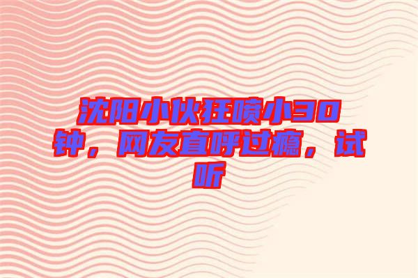 沈陽小伙狂噴小30鐘，網(wǎng)友直呼過癮，試聽